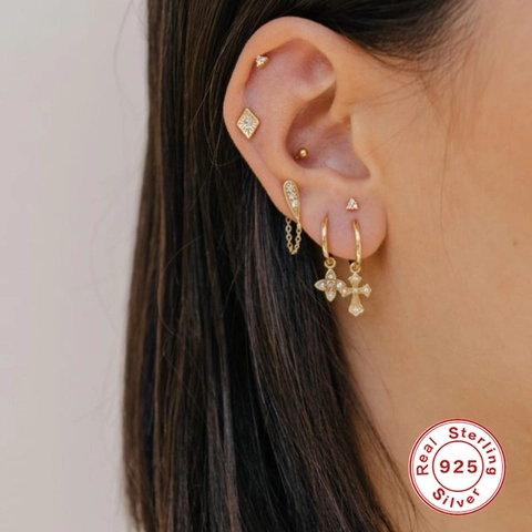 925 Sterling Silver Cubic Zirconia Water Drop Chain Drop Earrings For Women Gold Platinum Plated Minimalist Ear Threader Jewelry