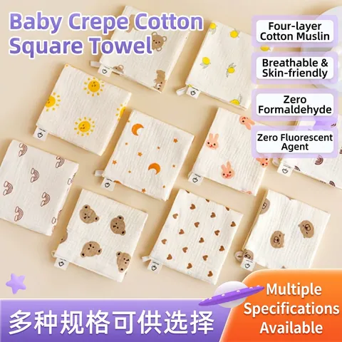 100% Cotton 4 Layer Gauze Baby Square Towel Breathable Absorbent Muslin Washcloth For Newborn Infant Face Hand Saliva Hanging Loop