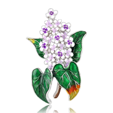 Retro Lilac Flower Brooch Alloy Enamel Drip Oil Plant Pin Vintage Style Jewelry Accessory For Women