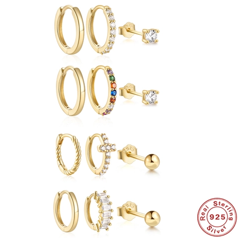 925 Sterling Silver Hoop And Stud Earrings Zirconia Cross Twist Geometric Earring Collection For Women Hypoallergenic Jewelry