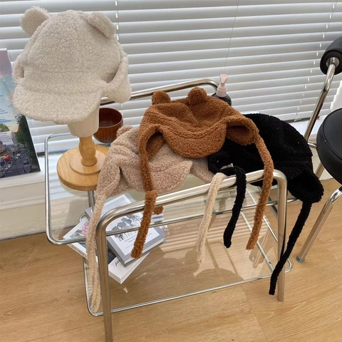 Gorro Ruso de Lana de Cordero con Orejas de Oso para Hombre Mujer Gorro de Invierno Cálido con Orejeras de Felpa