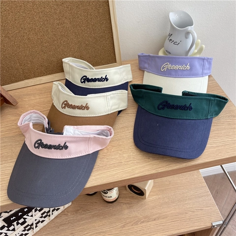 Sombrero de Visera de Sol para Mujer Bloque de Color Bordado Letra Gorra Vacía Deportes al Aire Libre Correr Transpirable