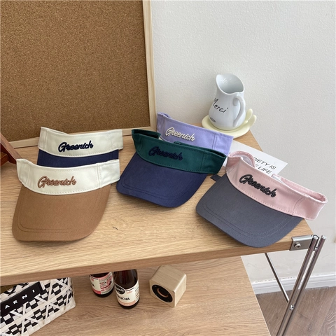 Sombrero de Visera de Sol para Mujer Bloque de Color Bordado Letra Gorra Vacía Deportes al Aire Libre Correr Transpirable