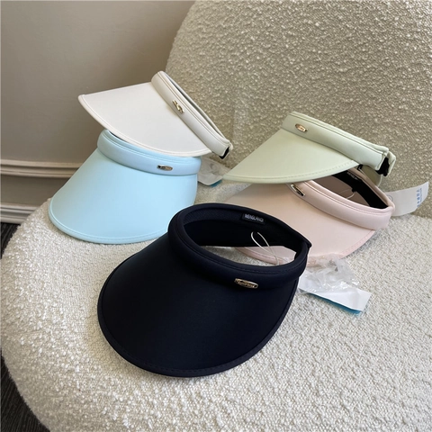 Women Summer Minimalist Sun Visor Hat Wide Brim UV Protection Open Top Outdoor Adjustable Fashion Travel Beach Sun Hat