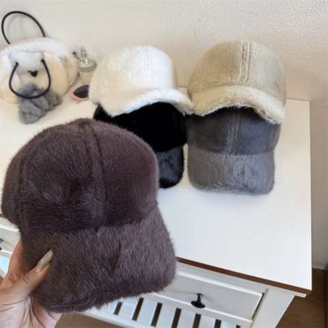 Gorra de Béisbol de Piel Sintética Suave Para Mujeres Hombres Invierno Cálido Ajustable Color Sólido Sombrero Snapback Casual