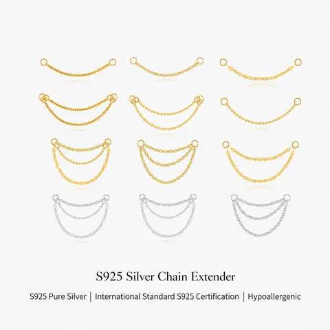 925 Sterling Silver Earring Chain Connector For Jewelry Making DIY Findings Box Bead O Lip Link Tassel Long Earrings Women Accessories