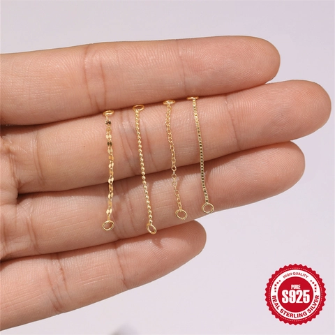 925 Sterling Silver Earring Chain Connector For Jewelry Making DIY Findings Box Bead O Lip Link Tassel Long Earrings Women Accessories