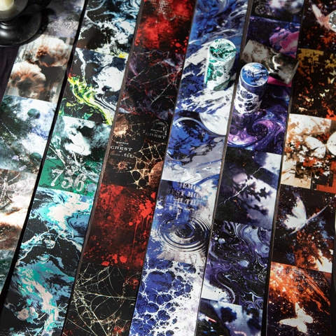 Nastro Adesivo di Carta Washi Vintage Stile Scuro Largo Senza Ripetizione Adesivo Sfondo per Scrapbooking Fai da Te