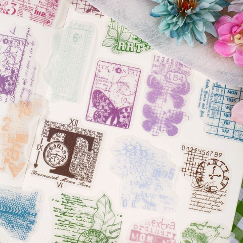 Retro Story Tide Ebb Series Vellum Paper Stickers For Scrapbooking DIY Decor Butterfly Clock Floral Journaling Sticker Pack