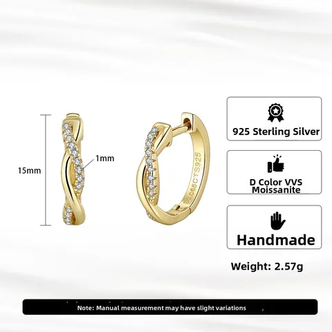 925 Sterlingsilber Moissanit Möbius Huggie Ohrringe Minimalistische Gedrehte Creolen Für Damen Moissanit Schmuck
