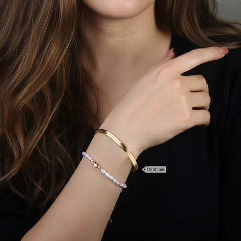Pulsera de Plata de Ley 925 con Perla de Agua Dulce Natural y Colgante de Corazón Joyería Chapada en Oro 14K Regalo para Mujer