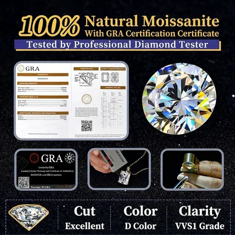 925 Sterlingsilber Moissanit Anhänger Halskette Für Damen Smaragdschliff Geometrisch D Farbe VVS1 Moissanit Mit GRA Zertifikat Schmuck Geschenk