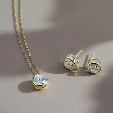 Collana Con Pendente in Moissanite Colore D per Donna Argento Sterling 925 Incastonatura a Castone Collana Con Pietre Preziose