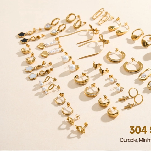 Minimalist Stainless Steel Earrings For Women Gold Silver Rhinestone Artificial Pearl Heart Butterfly Stud Hoop Dangle Earring Collection
