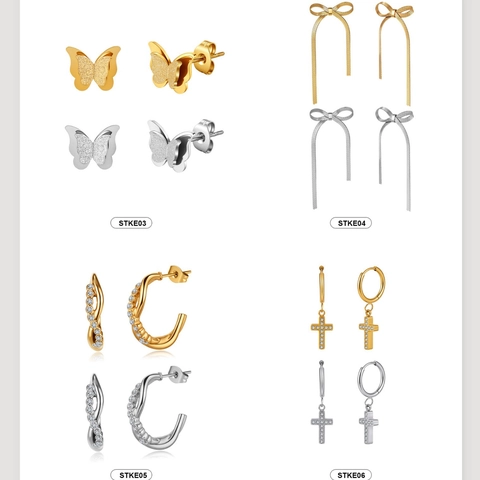 Minimalist Stainless Steel Earrings For Women Gold Silver Rhinestone Artificial Pearl Heart Butterfly Stud Hoop Dangle Earring Collection
