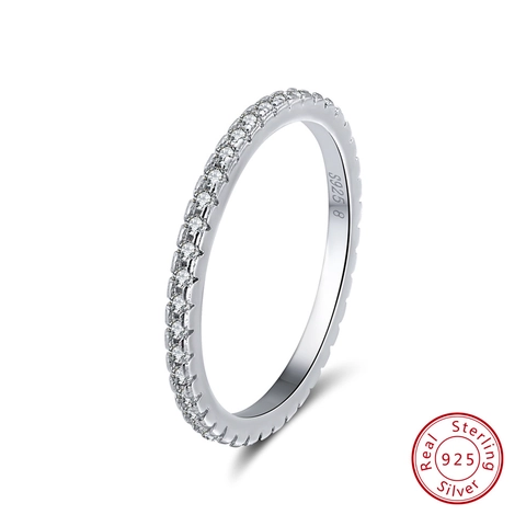 925 Sterling Silver Eternity Ring For Women AAA Zirconia Full Inlaid Band Ring Minimalist Gold White Gold Plated Fashion Jewelry Finger Ring