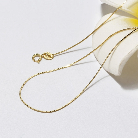 Collar de Cadena de Bambú de Plata de Ley 925 para Mujer Estilo Italiano Galvanizado Oro Plata Cadena Fina Joyería