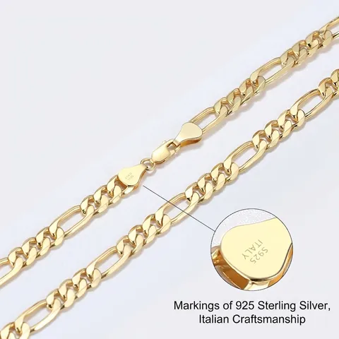 925 Sterlingsilber Figaro Halskette Retro Vergoldet Minimalistische Schlüsselbeinkette Schmuck Für Damen Herren Geschenk