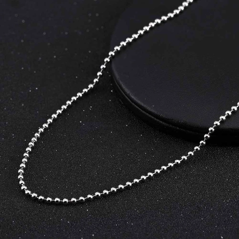 Italian 925 Sterling Silver 2.0mm Bead Chain Necklace For Women Men Minimalist Ball Chain Necklace Only Without Pendant Jewelry Gift