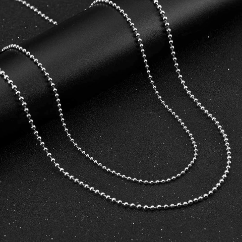 925 Sterling Silver 2.5mm Bead Chain Necklace Minimalist Round Ball Chain Only Without Pendant For Women Men Fashion Jewelry