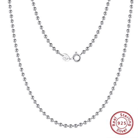 925 Sterling Silver 2.5mm Bead Chain Necklace Minimalist Round Ball Chain Only Without Pendant For Women Men Fashion Jewelry