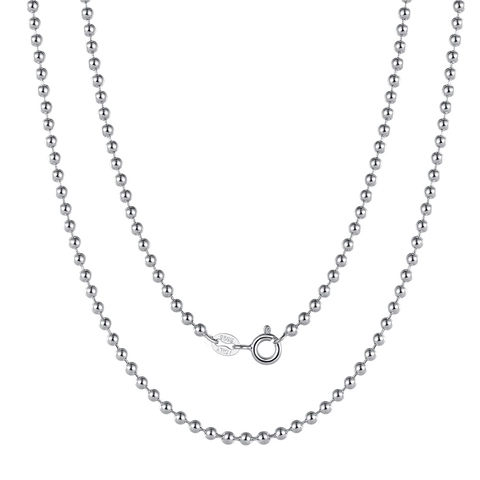 Italian 925 Sterling Silver 2.0mm Bead Chain Necklace For Women Men Minimalist Ball Chain Necklace Only Without Pendant Jewelry Gift