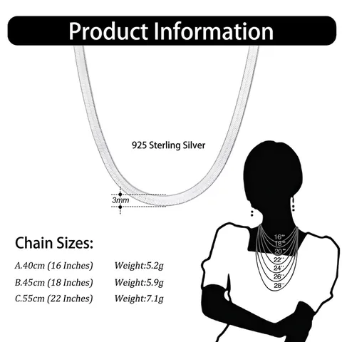 925 Sterlingsilber Fischgrätenkette Halskette 18K Vergoldet Flache Schlangenkette Einfache Minimalistische Halskette Schmuck Für Damen Herren