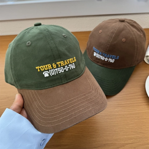 Vintage Amerikanischer Kontrastfarbe Baseballkappe Buchstabenstickerei Verstellbar Outdoor Sonnenschutz Hut Für Herren Damen