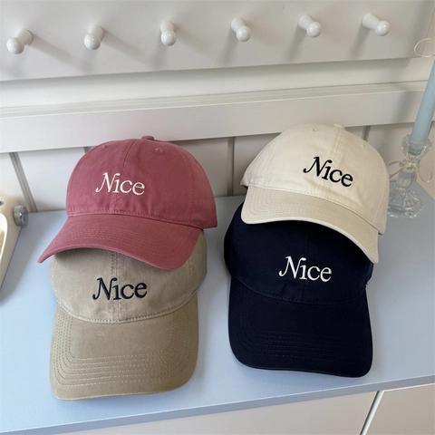 Berretto da Baseball da Donna in Stile Coreano con Ricamo Lettera Nice Regolabile in Acrilico Cappello Parasole per Primavera