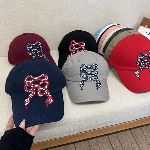 Gorra de Béisbol para Mujer con Bordado de Lazo y Serpiente Transpirable Protección Solar Ajustable de Poliéster para Deporte