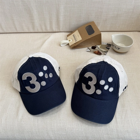 Gorra de Béisbol Unisex con Bloques de Color y Bordado Número Tres Ajustable de Poliéster Protección Solar Deportiva Casual