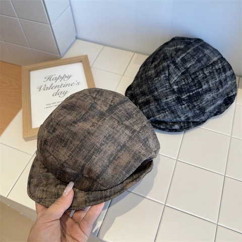 Vintage Mixed Color Pleated Cloud Beret For Women Artistic Newsboy Hat Soft Polyester Breathable Painter Cap Casual Sunshade Accessory