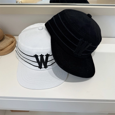 Unisex Retro Corduroy Flat Top Cadet Cap With Embroidered Letter W Stripe Casual Streetwear Adjustable Patrol Hat