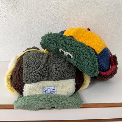 Damen Süße Froschaugen Patchwork Fleece Uschanka Hut Winter Warm Winddicht Fliegermütze Lässig Outdoor Kopfbedeckung