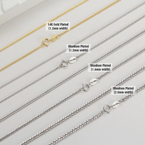 S925 Sterling Silver Chopin Chain Necklace Italian Cut Wheat Chain 14K Gold Rhodium Plated Hip Hop Jewelry For Men Women