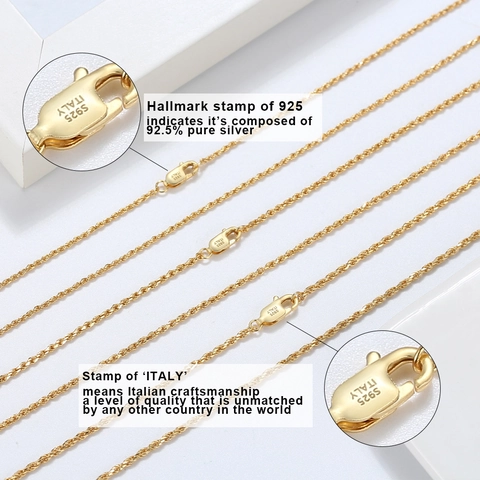 Collana a Catena a Corda in Argento Sterling 925 per Donna Uomo Placcata Oro Argento Hip Hop Catena a Maglie Intrecciate Minimalista