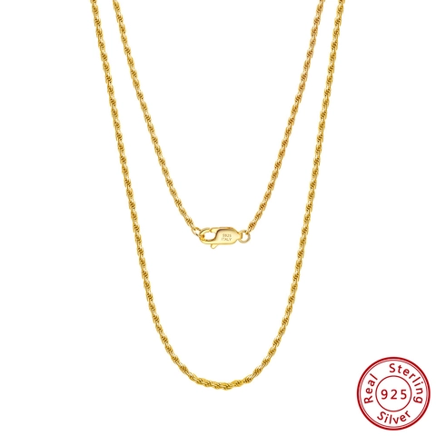 925 Sterling Silver Rope Chain Necklace Italian Twisted String Link Chain For Men Women Gold Silver Plated Necklaces Fine Jewelry