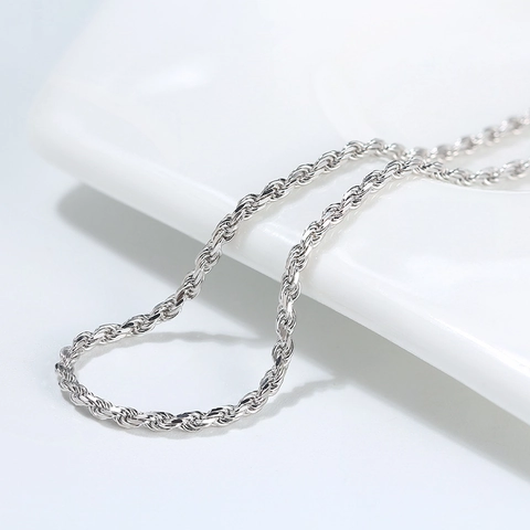 925 Sterling Silver Rope Chain Necklace Italian Twisted String Link Chain For Men Women Gold Silver Plated Necklaces Fine Jewelry