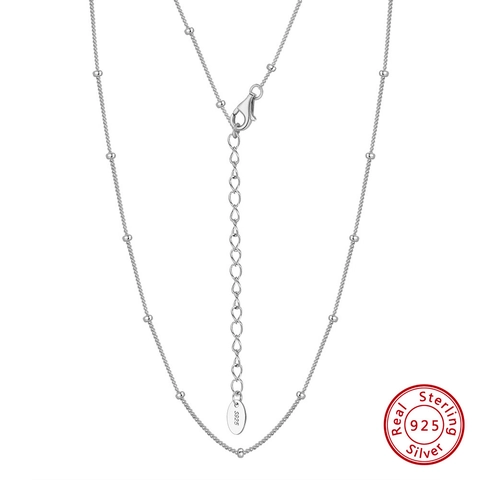 Minimalistische 925 Sterlingsilber Satellitenkette Halskette Für Damen 14K Vergoldet Platinierte Verstellbare Perlen Gliederkette Schmuck