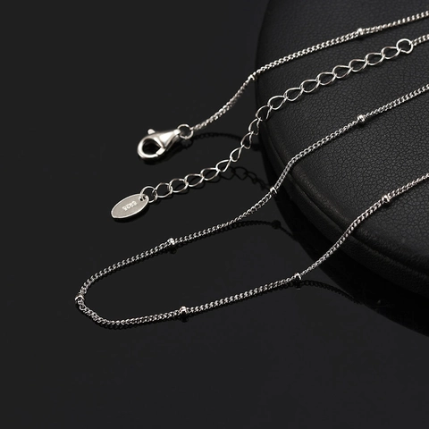 Collana a Catena Satellitare in Argento Sterling 925 Semplice Catena a Maglie con Perline per Donna Gioielli Minimalisti