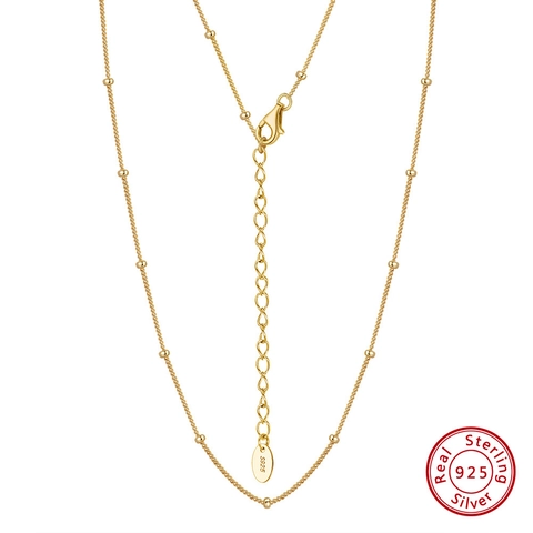 Minimalistische 925 Sterlingsilber Satellitenkette Halskette Für Damen 14K Vergoldet Platinierte Verstellbare Perlen Gliederkette Schmuck