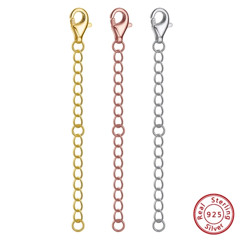 925 Sterling Silver Extension Chain DIY Jewelry Finding Minimalist Polished O-Chain Extension For Necklace Bracelet Unisex Fashion Accessory