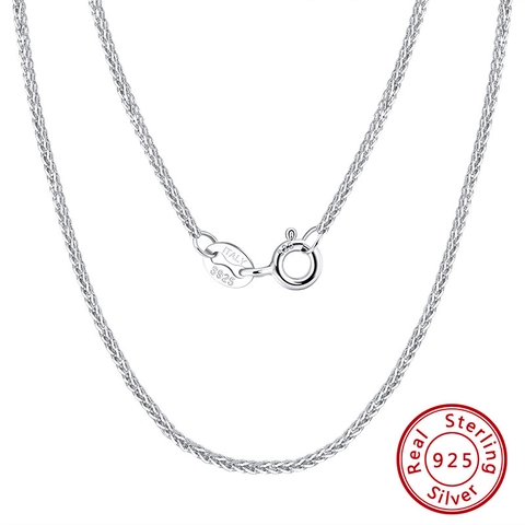 Real 925 Sterling Silver Chopin Chain Necklace Italy S925 Rhodium 18K Gold Plated Minimalist Hip Hop Wheat Chain Unisex Fashion Jewelry Gift