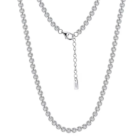 Collana Tennis in Argento Sterling 925 per Donna Zirconia Rotonda Incastonatura a Castone Elegante Lussuosa Catena Regolabile Gioielli da Festa