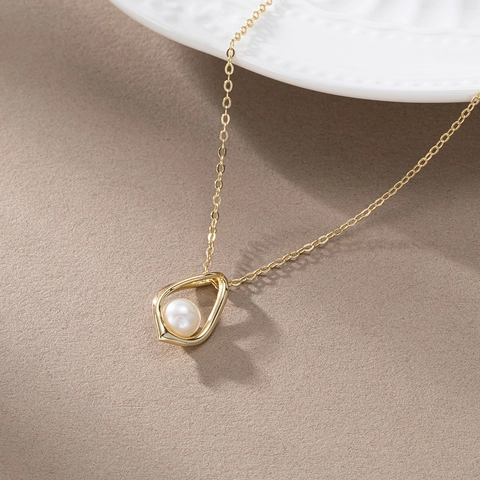 925 Sterling Silver Necklace With Droplet Pendant Natural Pearl Simple Minimalist Ins Style Elegant Jewelry For Women Daily Wear