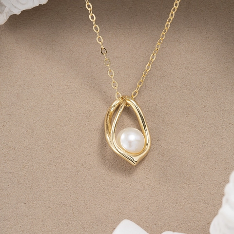 925 Sterling Silver Necklace With Droplet Pendant Natural Pearl Simple Minimalist Ins Style Elegant Jewelry For Women Daily Wear