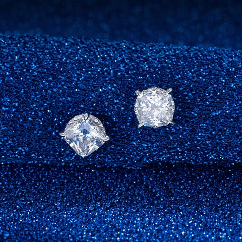 Pendientes de Botón de Plata de Ley 925 con Circonia para Mujer Pendientes Geométricos Corte Cuadrado de Lujo Elegante Joyería Regalo