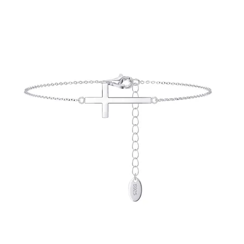 Bracciale Croce in Argento Sterling 925 per Donna Minimalista Placcato Oro Catena Regolabile Gioielli Religiosi Ornamento Mano