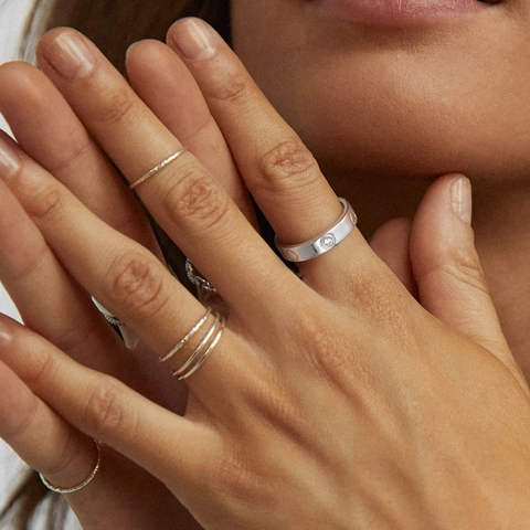 Anello a Cuore in Argento Sterling S925 per Donna Minimalista Con Strass Incastonato Oro Argento Gioielli da Dito Regalo