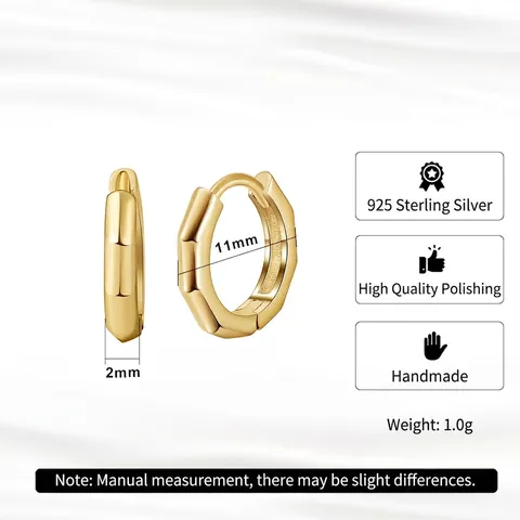 Orecchini a Cerchio Geometrici in Argento Sterling 925 Minimalisti per Donna Stile Bambù Sfaccettati Oro Argento Placcati Gioielli Regalo